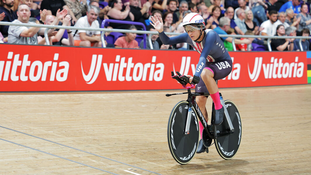 Chloe Dygert wins the individual pursuit at the Cycling World Championships in 2023